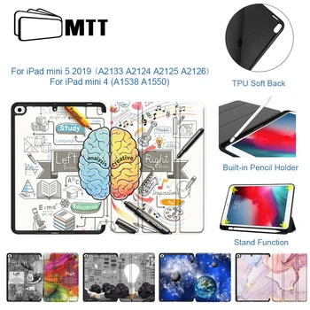 

MTT TPU Soft Back Case For iPad Mini 5 2019 Slim PU Leather Flip Smart Cover for iPad Mini 4 7.9'' Auto Sleep/Wake Tablet Case
