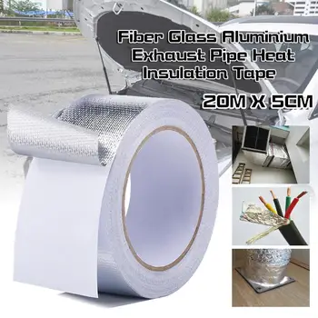 

1 Roll 20M Car Motorcycle Pipe Fiberglass Heat Shield Self-adhesive Reflective Foil Tape Thermal Insulation Band Exhaust