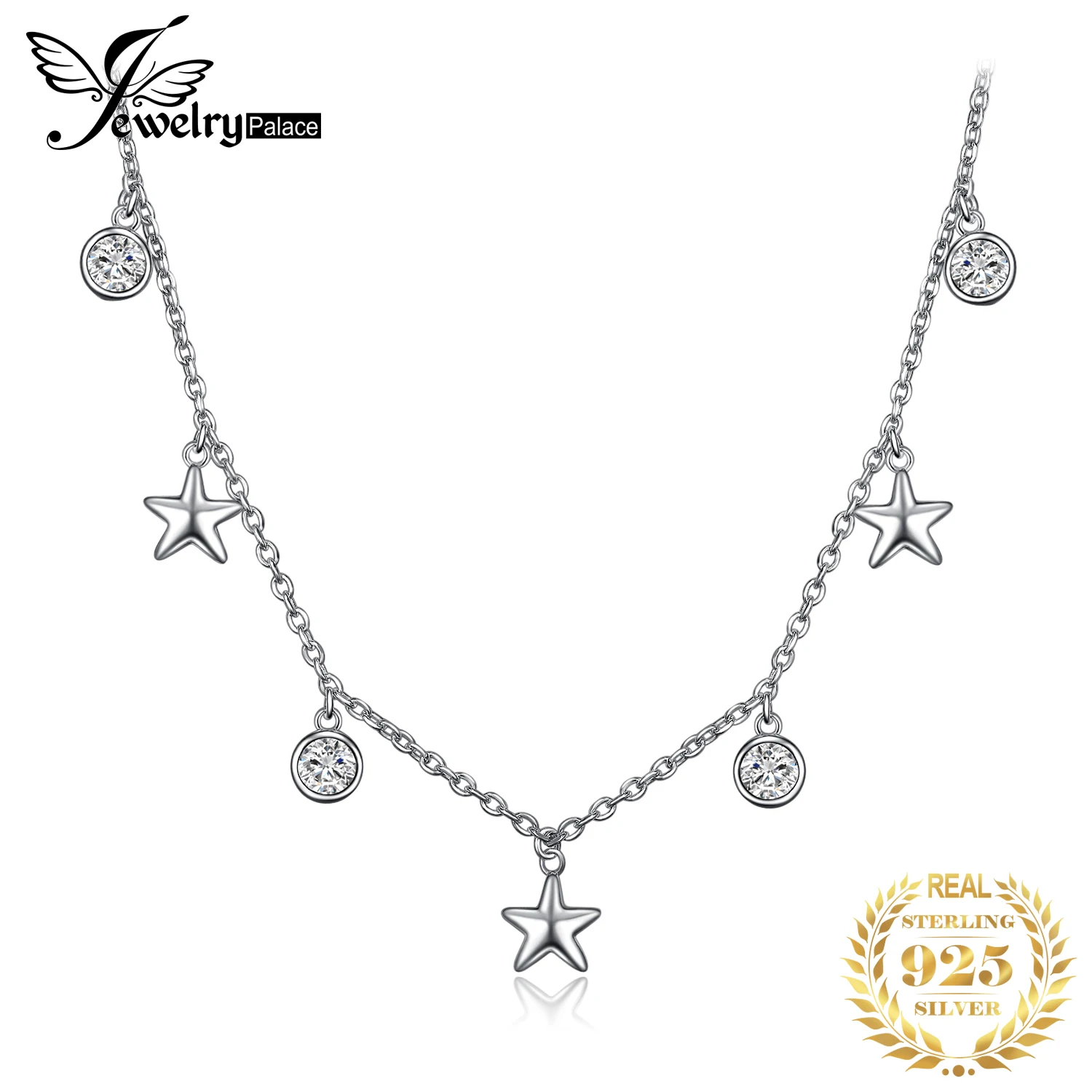 Online Joyería Palacio estrella CZ plata de ley colgante Collar 925 Cadena de plata de ley gargantilla Collar de declaración mujeres 45