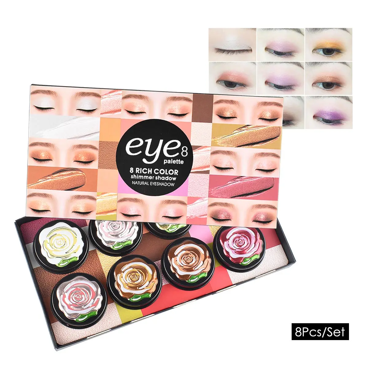 LAMUSELAND 8Pcs/Set Waterproof Eye Shadow Eyeshadow Eyes Makeup - Цвет: 1