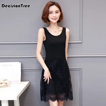 

2020 women full slips silk underskirt o neck anti underdress slips underwear lace modal comfortable sleep dress
