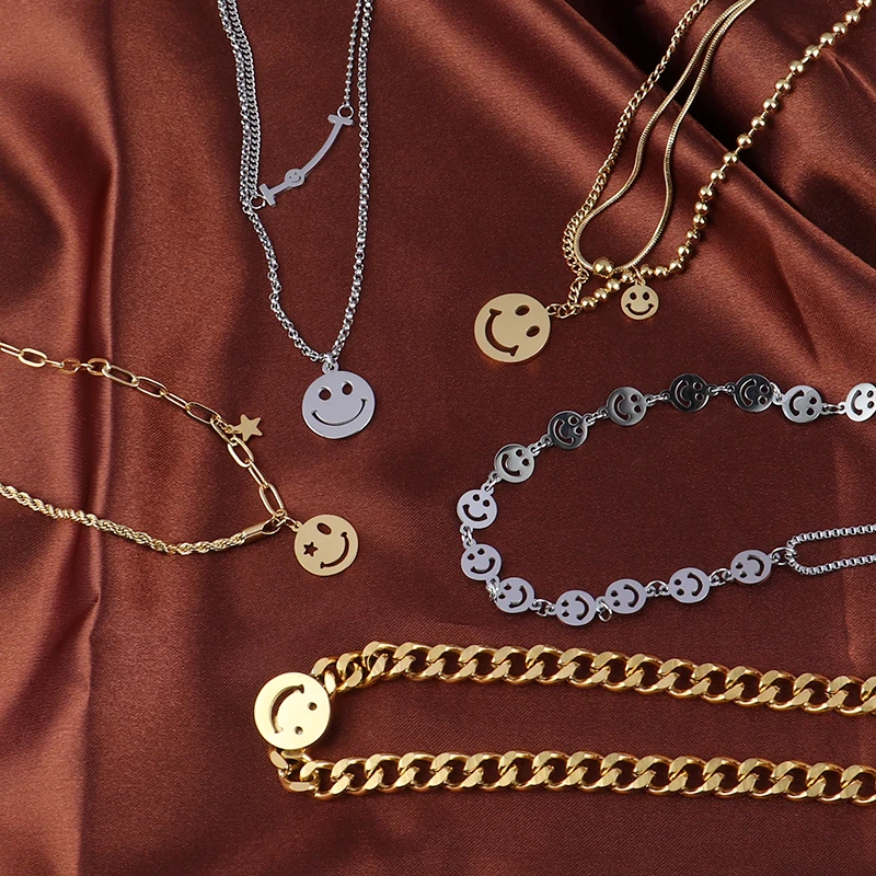 Ожерелье из нержавеющей стали в стиле панк Женское Ожерелье-цепочка Двухслойное
