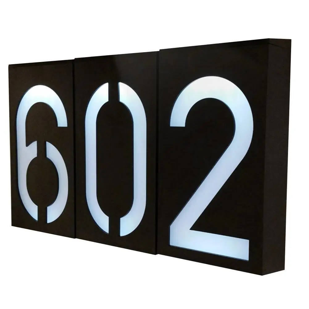 Solar Powered 2 LED House Address Number Stainless Steel Doorplate Light Lamps 