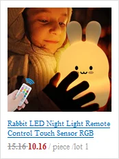 Сенсорный экран Сенсор кролик светодиодный ночной Светильник будильник Регистраторы дистанционного Управление цветная(RGB) Силиконовая лампа в форме кролика для Для детей подарок для ребенка