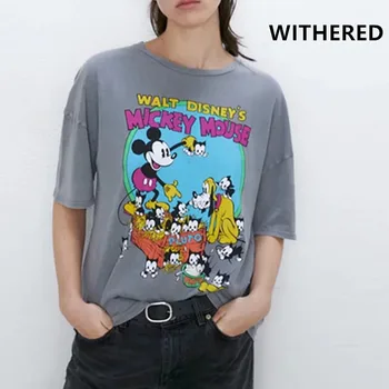 

Withered england vintage high street mouse cartoon letter print t shirt women harajuku tshirt camisetas verano mujer 2020 blouse