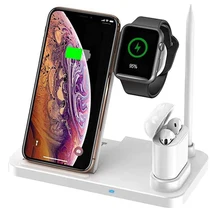 4 в 1 10 Вт беспроводной QI зарядное устройство Подставка портативная зарядная док-станция для iPhone XR XS X 8 iWatch 4 3 2 samsung S10 S9