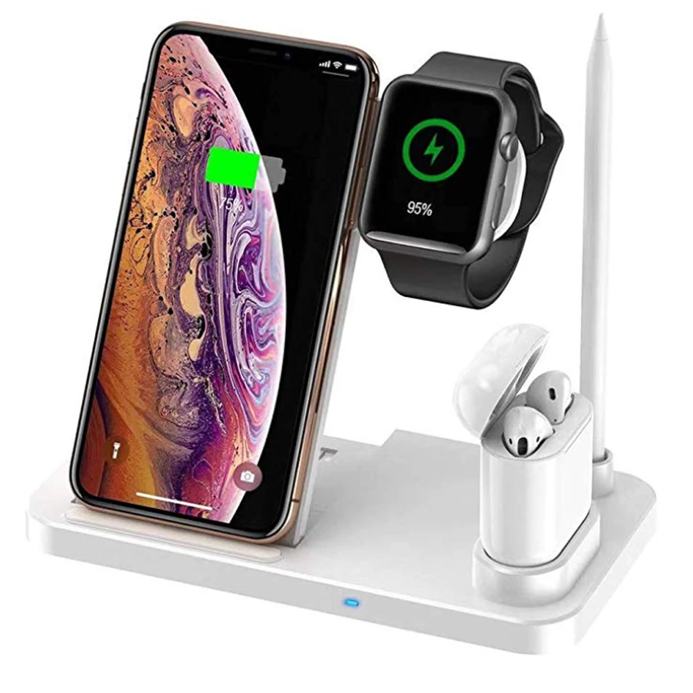 Estación Base de carga 4 en 1 para Apple Watch cargador XR X 8 iWatch 4 3 2 Samsung S10 S9 10W soporte inalámbrico QI|Cargadores de móvil| - AliExpress
