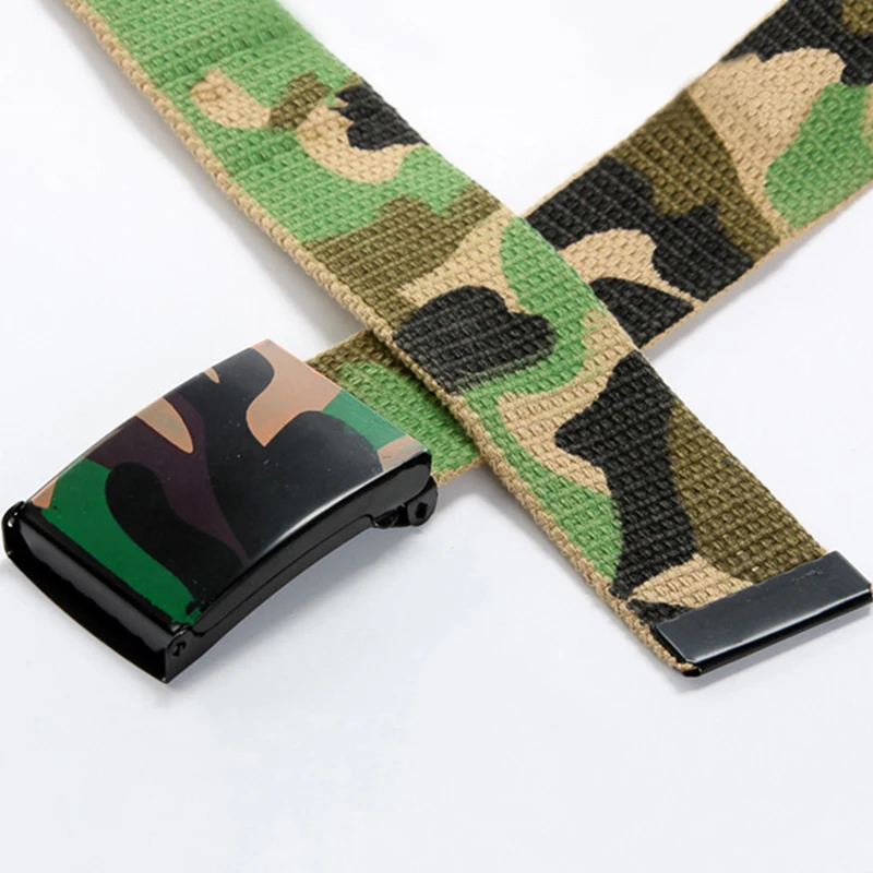 Tactical Army Men Belts Metal Buckle Outdoor Camping Canvas Women Belts Elastic Green Unisex Belts ceinture homme pasek damski
