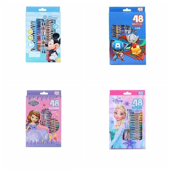 

48 colors/Set Crayons Mickey Frozen Minnie Coloring Graffiti Oil Pastel Kawaii Painting Stationery Student Drawing Toy Xmas Gift