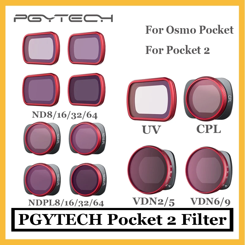 PGYTECH-filtro de bolsillo CPL UV ND8/16/32/64 NDPL8/16/32/64 para DJI Osmo Pocket 2, accesorios originales