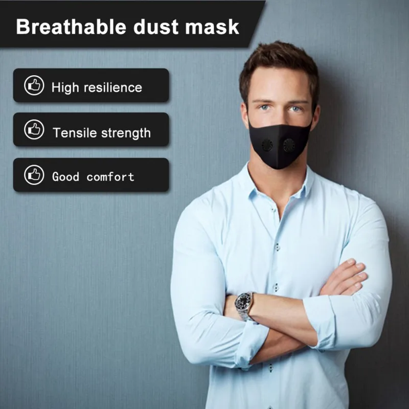 

Air Purifying Filter Breathable Valve Face Mask Influenza Virus Protective Mask Muffle Filter Washable Anti Dust Fog Respirator