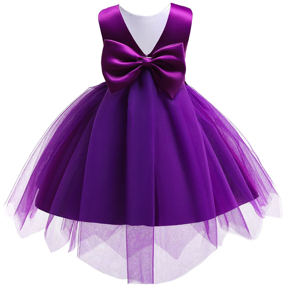 Supply of Goods Girls Embroidery Dress Irregular Mesh Dress Large Bow Princess Skirt