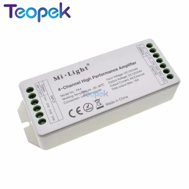 Miboxer Pa4 Rgbw Led Di Controllo Amplificatore 12V-24V 4-Channel 15A Prestazioni Del Hight Amplificatore Forte Compatibilità Per Rgbw Striscia