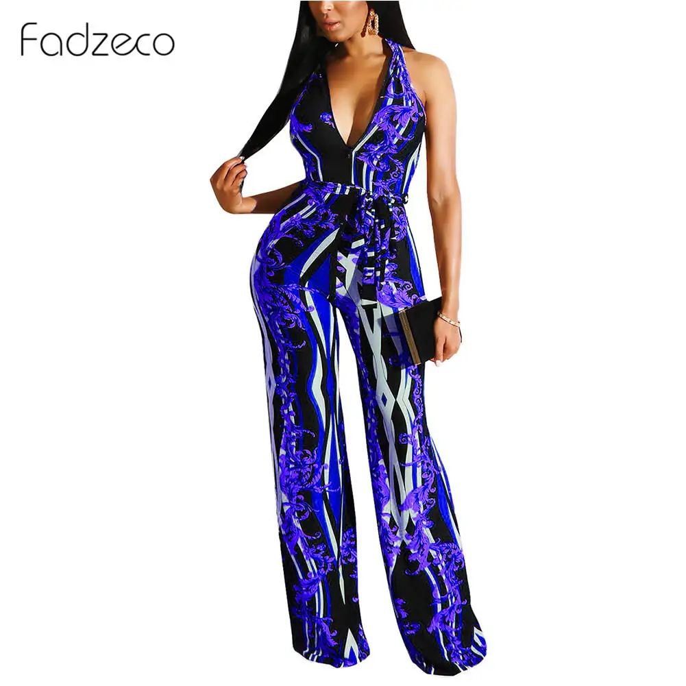 Fadzeco африканская одежда для женщин с этническим принтом комбинезон длинные брюки без рукавов с v-образным вырезом цветочный Kanga одежда с