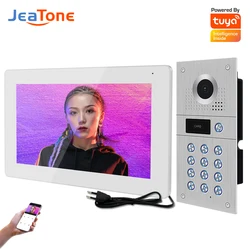 Jeatone 10 Polegada tela de toque completo wifi sistema vídeo porteiro com código & cartões id desbloquear & detecção movimento 960p hebraico idioma