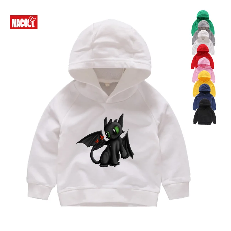 

Boys Girls How To Train Your Dragon Toothless Cartoon Print Hoodies Sweatshirts Kids Funny Winter White Long Sleeves Hoodies