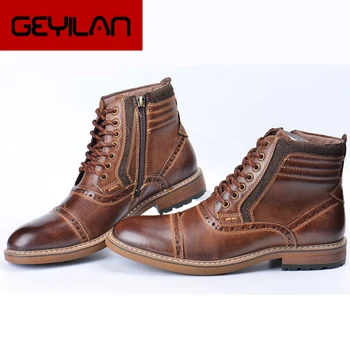 

New Men martins boots men genuine leather big size handmade shoes men Bullock casual lace-up men's casual ankle boots 437