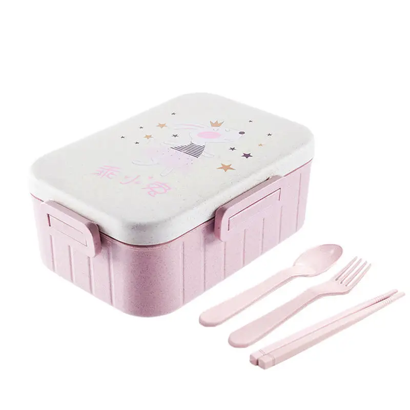 

Wheat Straw Children Lunchbox Reusable Food Container Case Cartoon Japanese Bento Box Child Lunch Box For Kids Microwavable