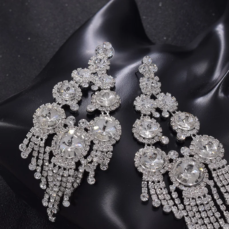 Crystal tassel women earring glass rhinestone (1)