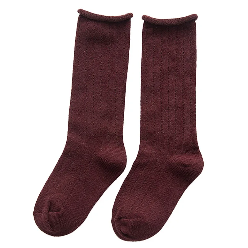 Длинные однотонные носки для детей от 0 до 10 лет хлопковые красивые детские гетры ярких цветов носки для мальчиков и девочек - Color: Coffee Roll