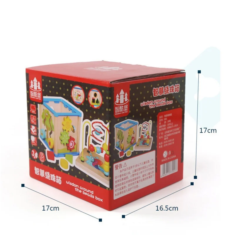 Multifunctional Activity Cube Block Kids Toys Baby Early ducational Wooden Bead Maze Shape Sorter Toys for Children