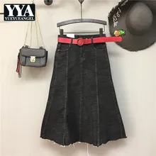 Лидер продаж, европейские женские новые джинсовые юбки до колена с высокой талией уличная Лоскутная черная облегающая юбка, Женский широкий шарф, юбки-турмапы