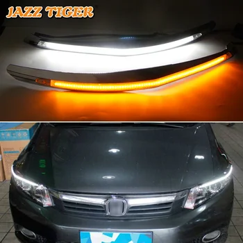 

JAZZ TIGER 2PCS Car Headlight Decoration Yellow Turn Signal 12V DRL LED Daytime Running Light For Honda Civic 2011 2012 - 2015