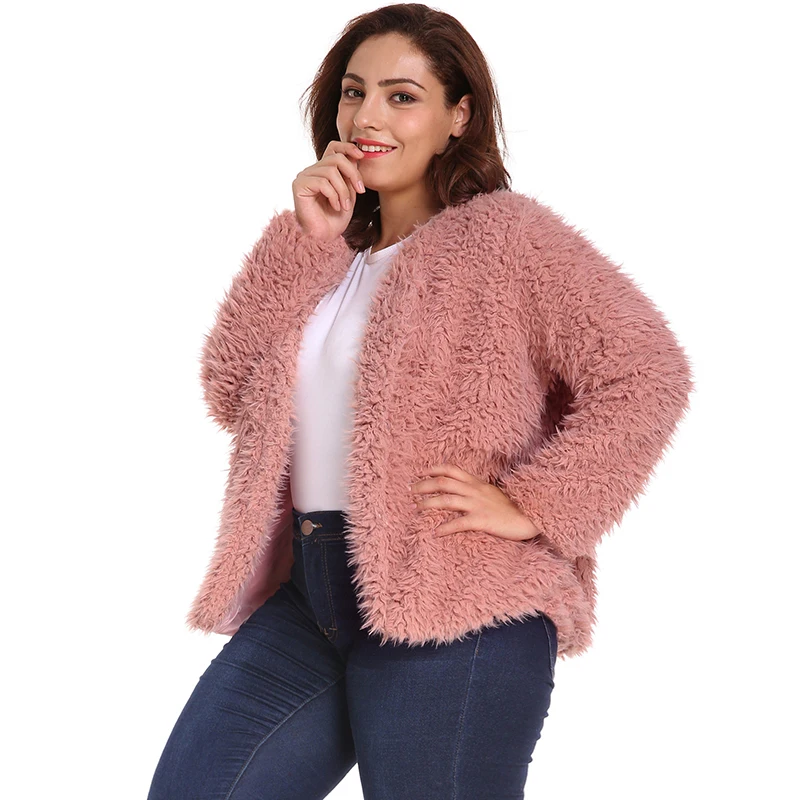 6XL элегантное пальто из искусственного меха для женщин осень зима теплая мягкая меховая куртка женская плюшевая Верхняя одежда Повседневная