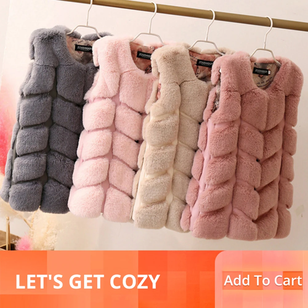 

Super soft Faux Fur Coat Winter Women 2019 Casual Warm Sleeveless Faux Rabbit Fur Vest Winter Jacket Coat LJLS107