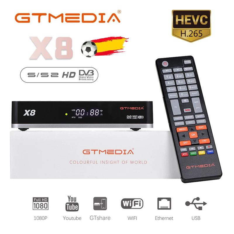 

New GTmedia X8 Satellite TV Receiver DVB-S/S2/S2X Bulti In WIFI WEB TV with 3 years Europe Cline spain ccam Satellite Decoder