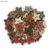 50pcs Flower Printing Retro Series Star Wood Button Handwork Sewing Scrapbook Clothing Crafts Accessories Gift Card 20-25mm 1