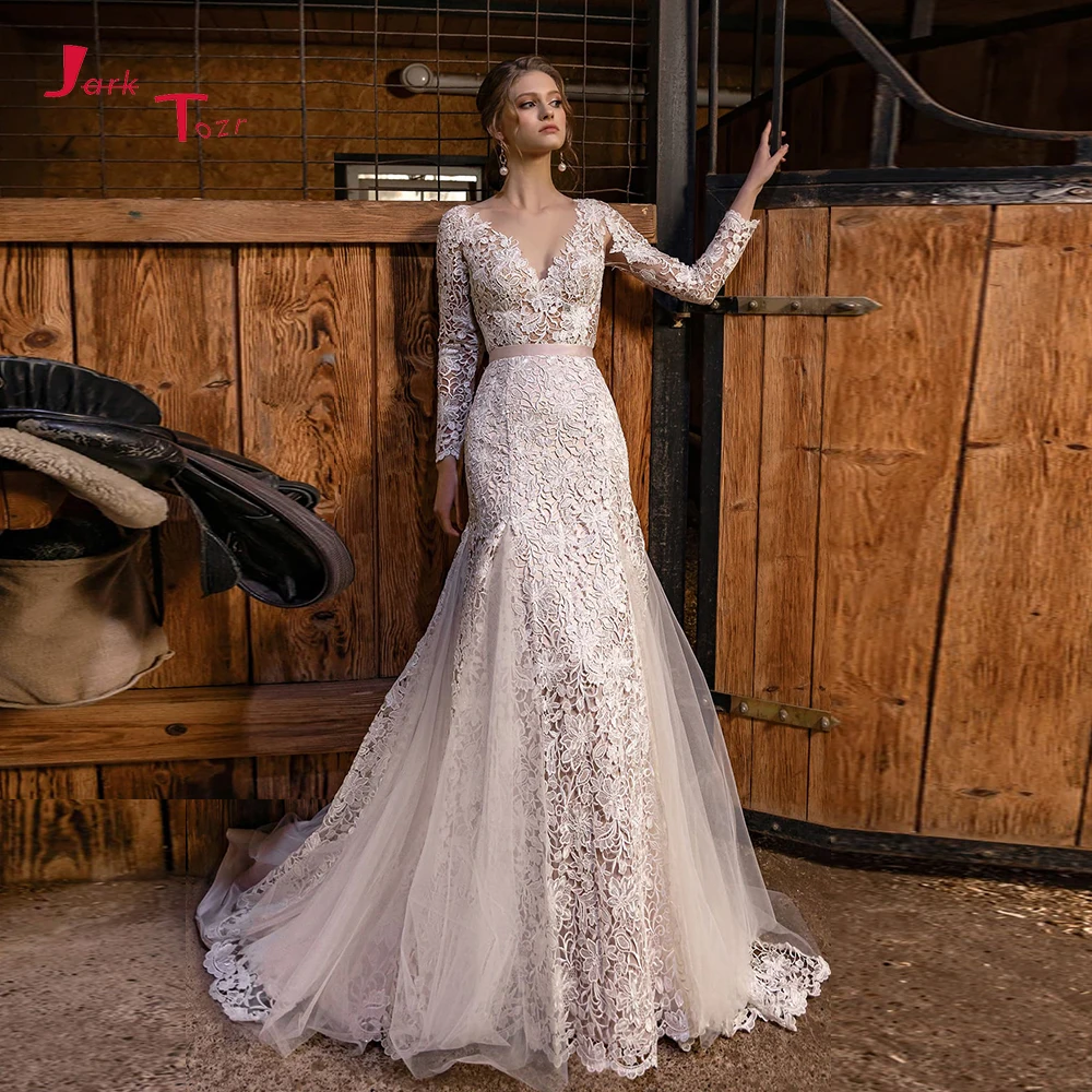 Новое поступление свадебные платья русалки с длинным рукавом Vestido De Noiva Sereia