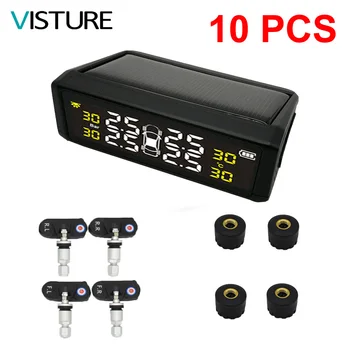 

10pcs/lot Car Tire Pressure Alarm Monitor System Solar Power TPMS Temperature Alert Sun Energy Visture New S05W S05N