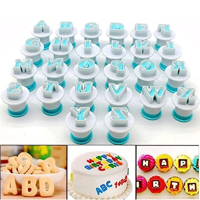 1/2/3PCS Alphabet Cake Stamp Alphabet Letter Fondant Cake Biscuit Mold Tool  Set