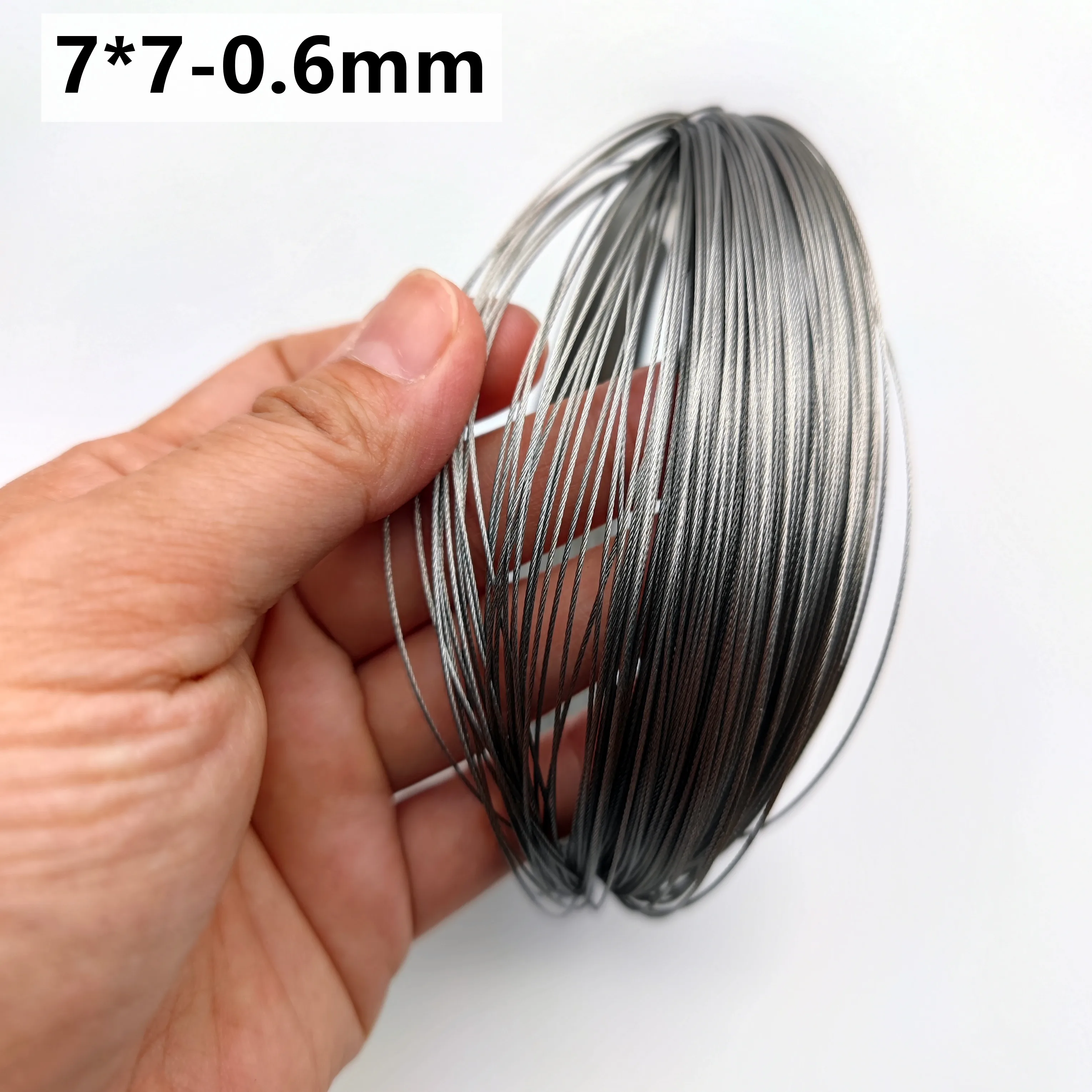 50M/100M 0.6mm Diameter 7X7 Construction 304 Stainless steel Wire rope Alambre Softer Fishing Lifting Cable 316 marine grade stainless steel wire rope 7x19 structure 4mm diameter lifting cable