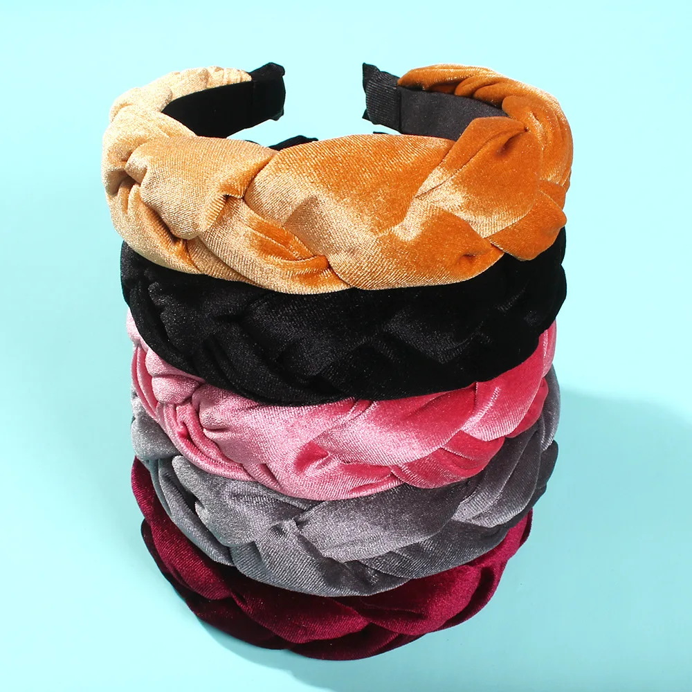 Za New Hot Winter Briaded Velvet Headbands for Women Headwear Accessories Free Dropshipping