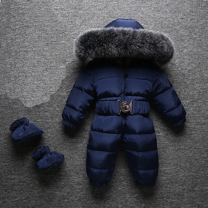  Dollplus 2019 Winter Warm Baby Rompers Jumpsuit Children Duck Down Overalls Toddler Kids Boys Girls