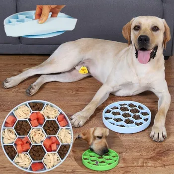 Pet Dog Slow Feeder 2021 New Style Silicone Suction Cup Honeycomb Slow Food Bowl Slow Down Eating Feeder Food Training Bowl 1