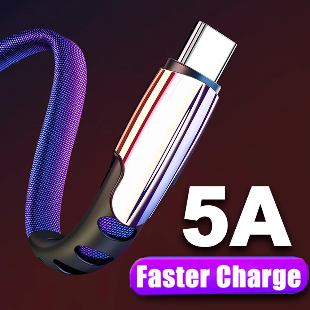 

Jetjoy Luxury 5A Fast Charging Charger Sync Data Cable Type C Wire Anti-break Nylon 1M Double-Sided For Huawei Samsung Xiaomi