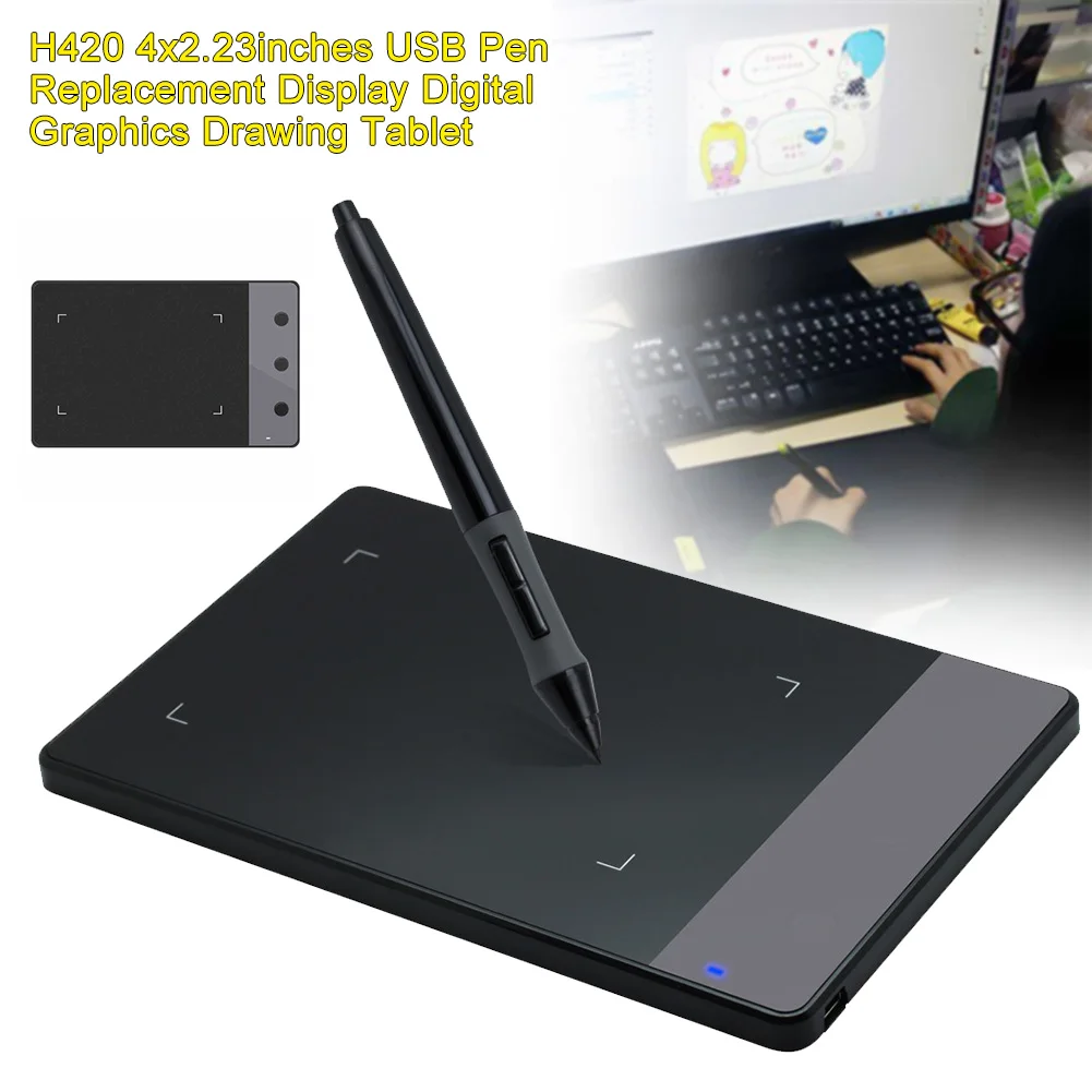 H420 4x2,23 дюймов художественная доска цифровая графика чертежный планшет многофункциональная Подпись компьютерные аксессуары замена USB ручка