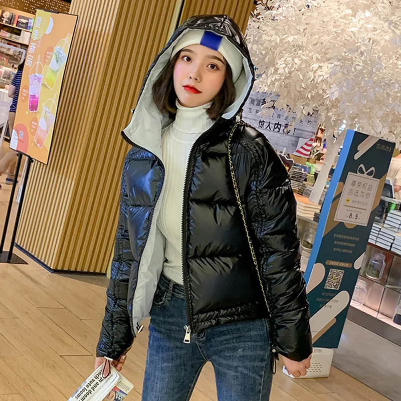 Bright Down Cotton Parkas Women's Short Bread clothing New Winter Chic Cotton Coat Women