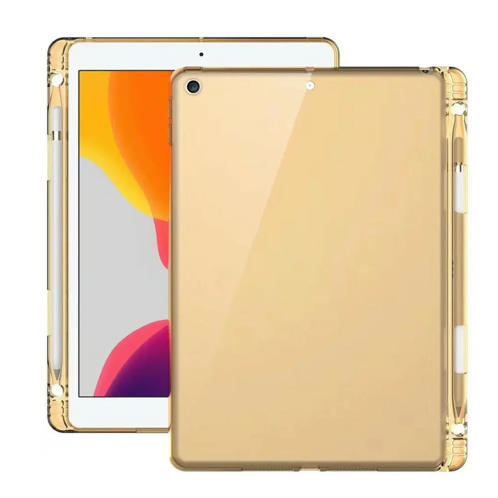 Мягкий силиконовый прозрачный чехол для iPad 7th Gen 10," A2200 A2198 A2197 с держателем карандаша, прозрачный защитный чехол из ТПУ