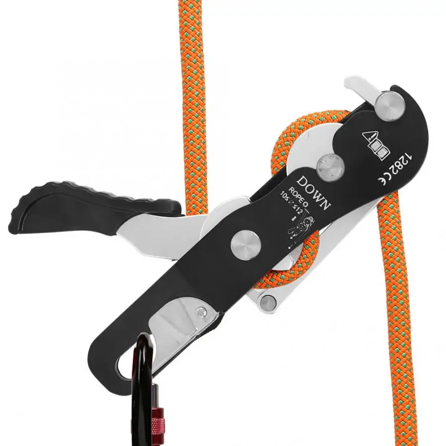 Professional Rock Climbing Descender 150kg Selfbraking Stop Rope Clamp