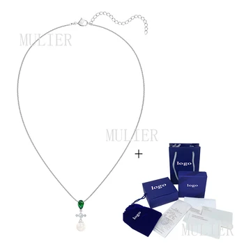 

MULIER SWA Perfection Collection Exquisite Elegant Green Water Drop Design necklace 5493103 Female lifting Charm Index Preferred