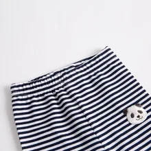 Леггинсы в полоску в Корейском стиле для девочек; универсальные штаны для маленьких девочек; детские брюки из чистого хлопка с рисунком; INS; сезон осень