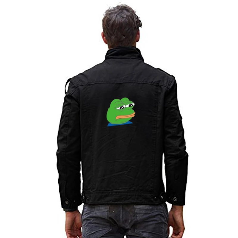 Мужская Осенняя хлопковая куртка бомбер в стиле милитари с принтом грустной