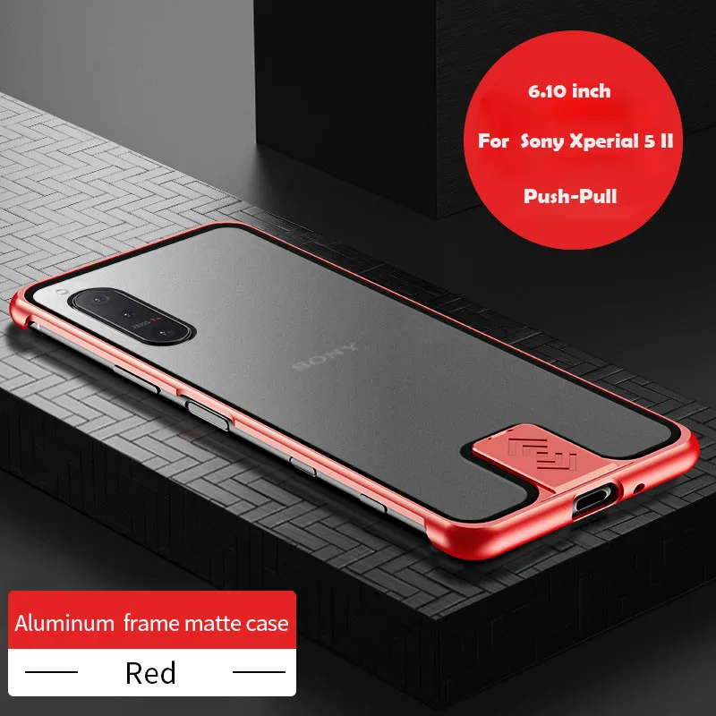 Shockproof Frameless Metal Frame Phone Case For Sony Xperia 5 II Case Push-Pull Matte PC Cover Coque For Sony Xperia 1 II Funda