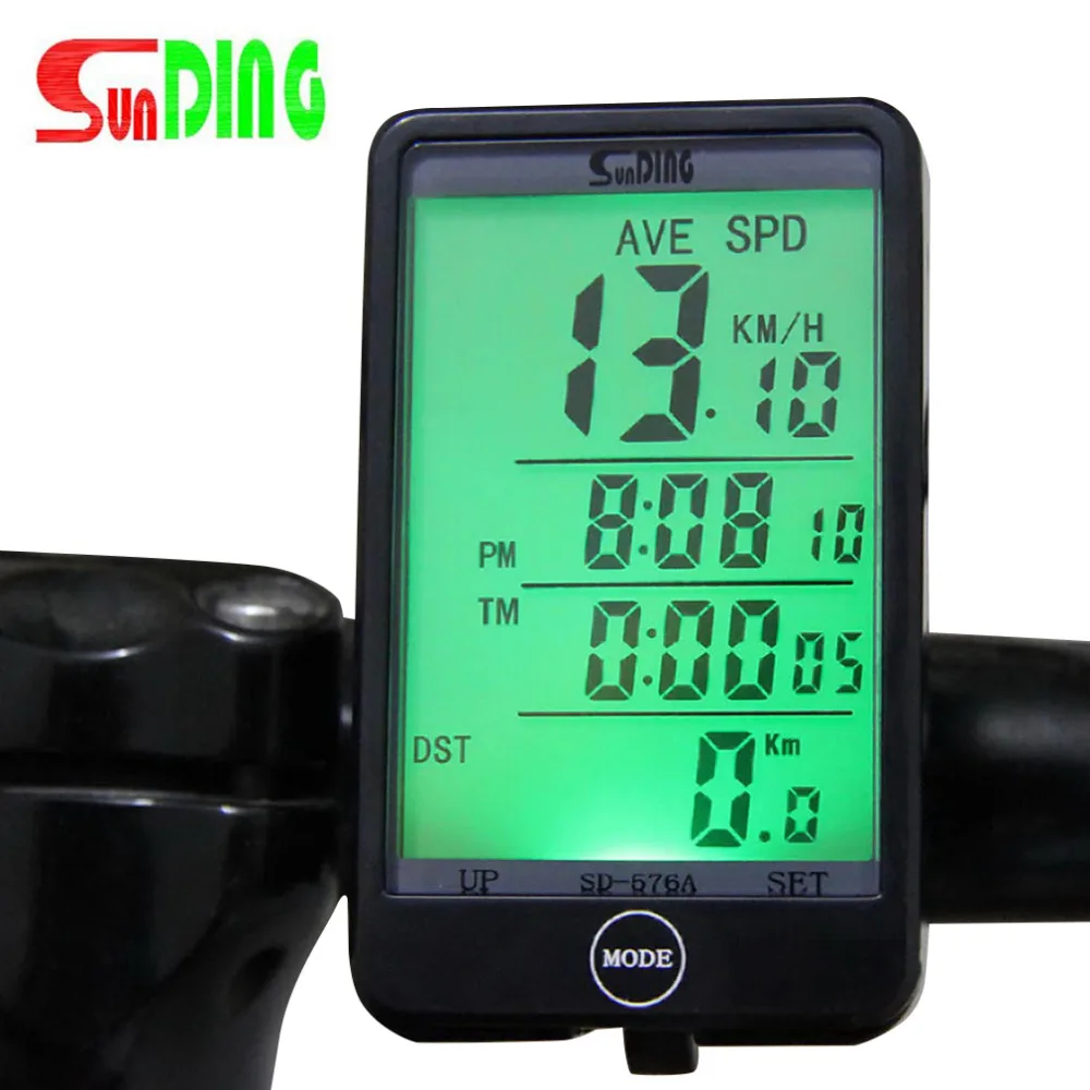 Imagen de Sunding SD576A Waterproof Auto Bike Computer Light Mode Touch Wired Bicycle Computer Cycling Speedometer with LCD Backlight