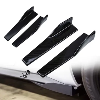 

2 Pcs Universal 17.52'' Auto Car Side Skirt Rocker Spoiler Splitter Winglet Wings Carbon Fiber/Black Lip Bumper Protection Guard
