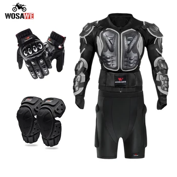 

WOSAWE Set Motorcycle Jacket Short Pants Kneepads Gloves Motocross Armor Motocross Clothing Motorbike Hip protector Moto Gloves